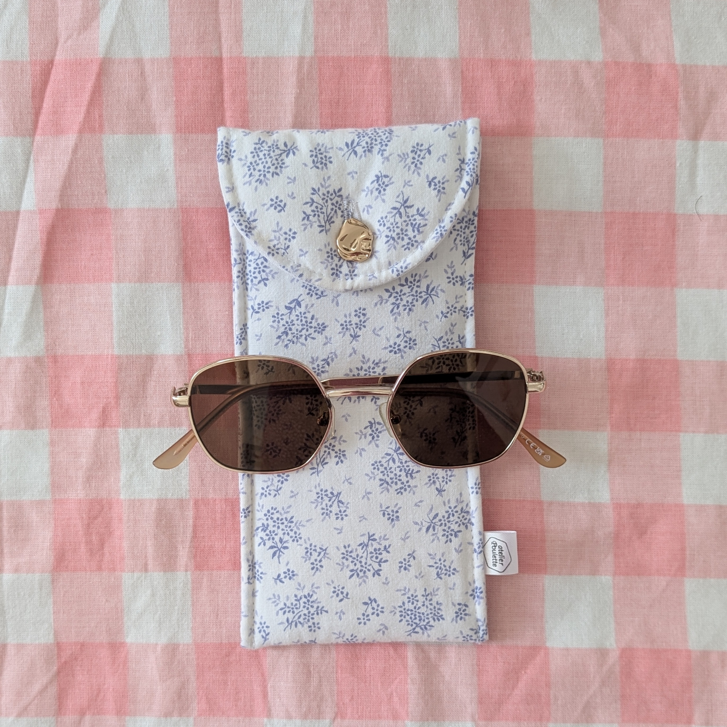Etui à lunettes fleurs bleues