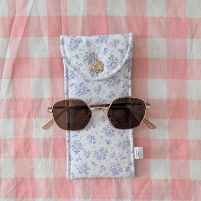 Etui à lunettes fleurs bleues