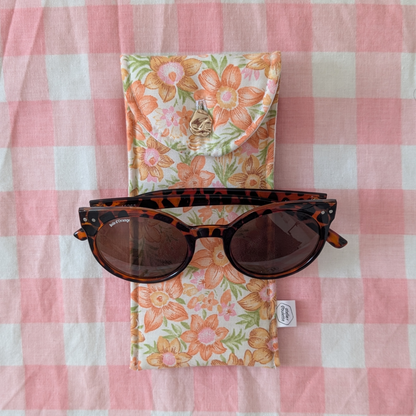 Etui à lunettes fleurs oranges